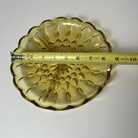 Vintage Fairfield Anchor Hocking 1 divided serving dish 8 3/4" relish  Amber - Picture 6 of 10